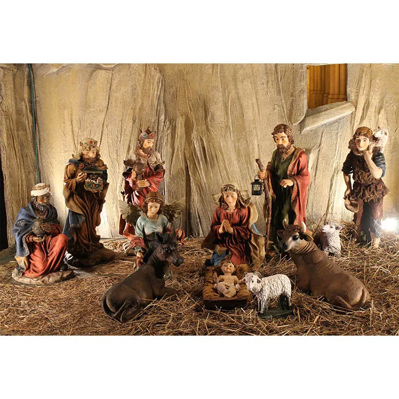 Avezano Backdrops Christian Jesus Birth Christmas Night Sheep Nativity Scene Photography Background Decor Photo Studio Photozone