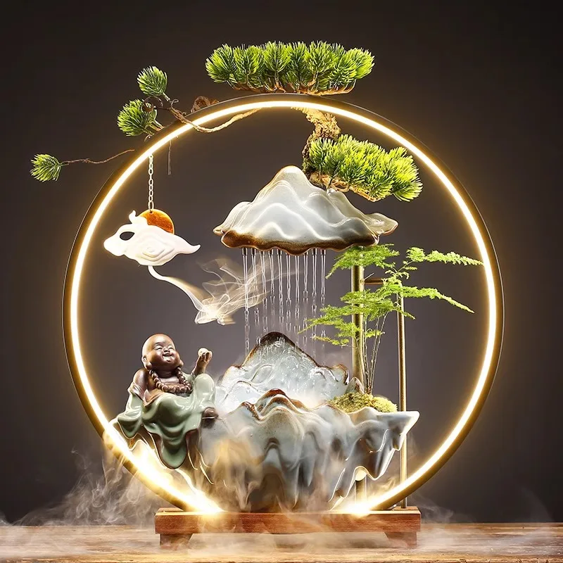 Flowing water makes money ornament living room rockery circulating water office desktop lucky creative fountain
