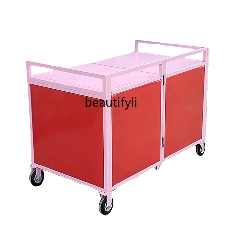 03.Foldable disassembly paint snack truck catering truck, night market outdoor stall truck with wheeled shelves