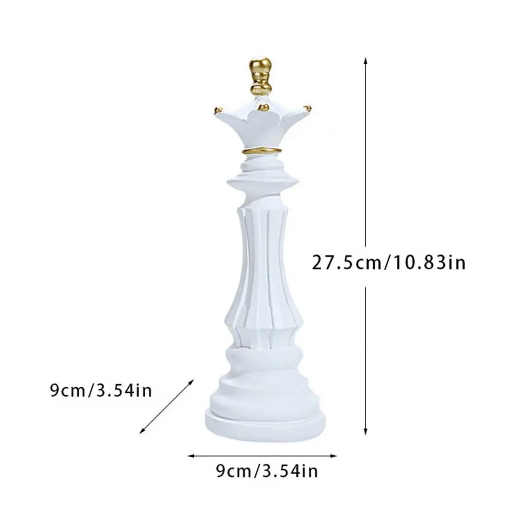 Decorative Chess Sculpture Chess Piece Statue Collectible Set Black Sculpture Figurines King Queen Knight Resin Decor for Home