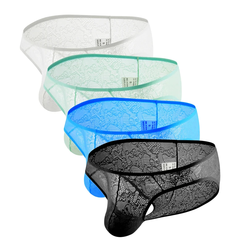 

4 шт., мужские трусы, ультратонкое сетчатое нижнее белье, мягкое дышащее сексуальное нижнее белье, мужские прозрачные трусы с низкой талией на бедрах