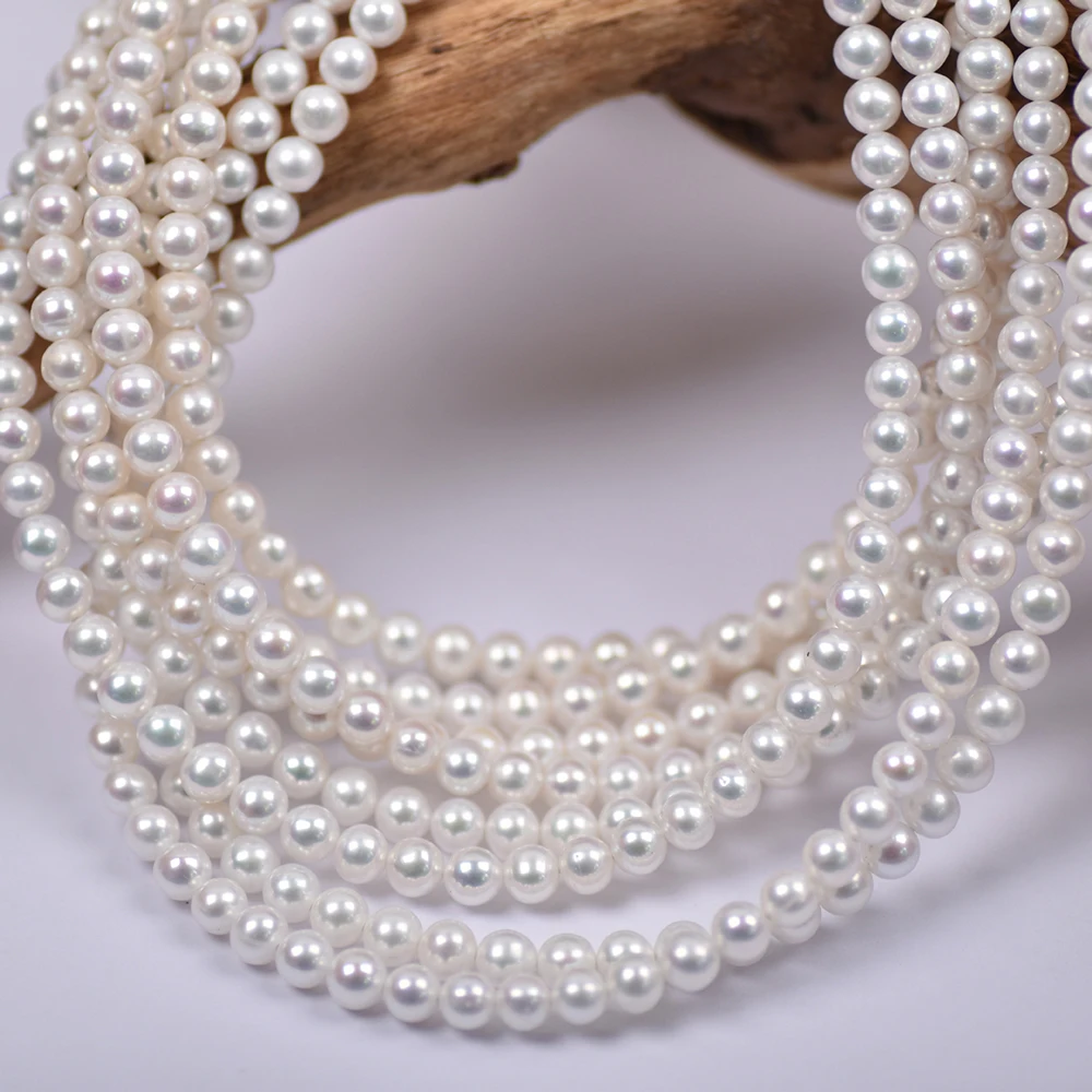 6A+ Premium round White Natural Freshwater Pearl Beads 4-5mm Loose Spacer for DIY Handmade Jewelry Craft Making