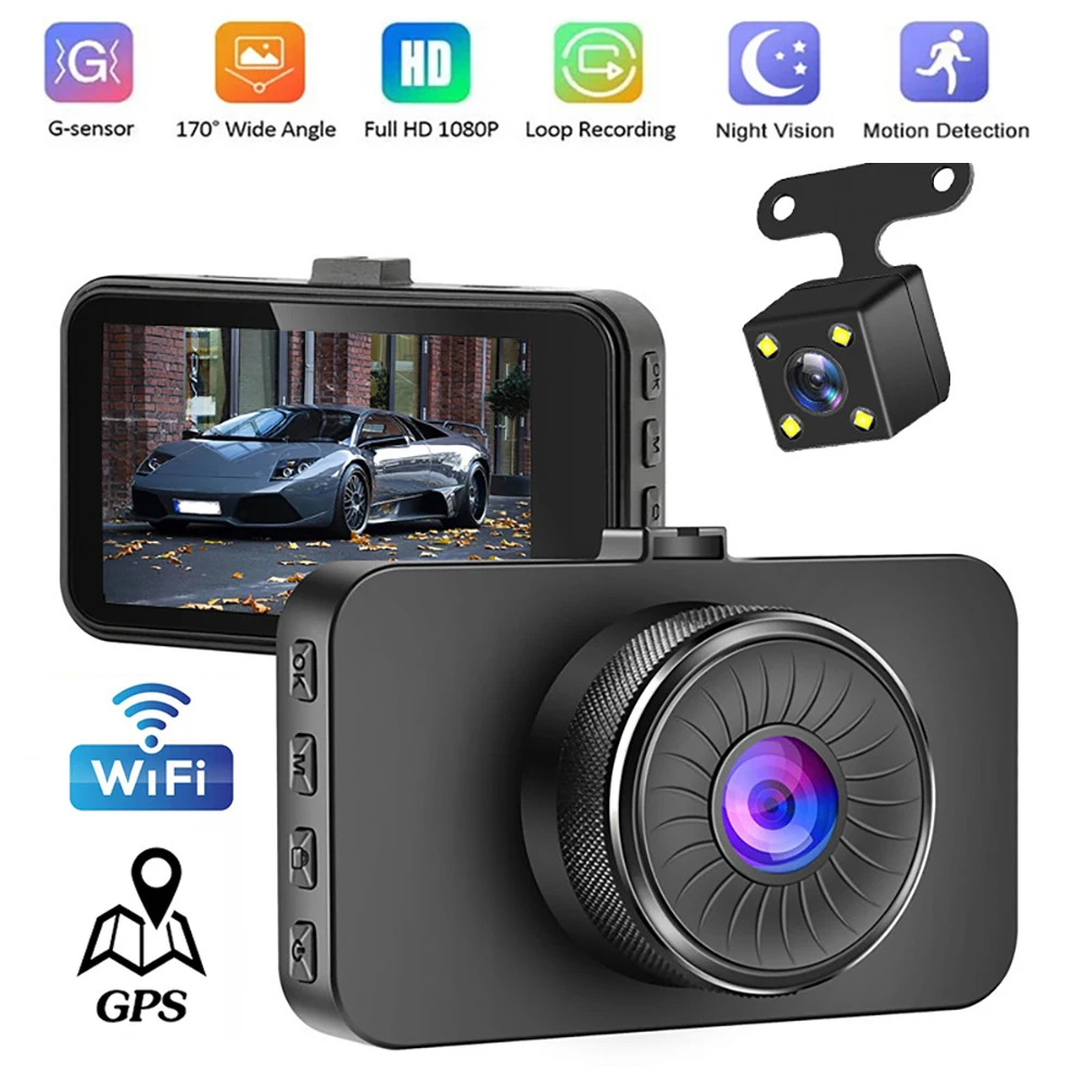 

Dash Cam Dual Lens 1080P Full HD Vehicle Camera WiFi Car DVR Night Vision Car Accessories Rear View GPS Video Recorder Black Box