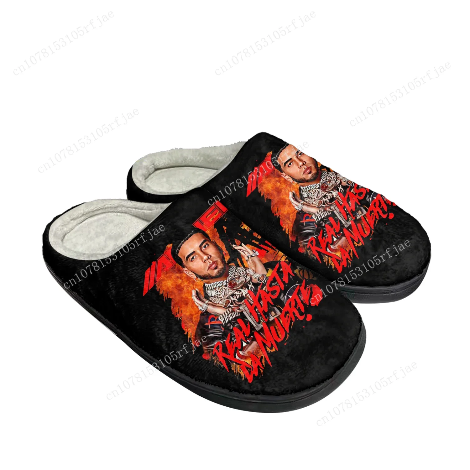 Anuel AA Real Hasta la Muerte Home Cotton Slippers Mens Womens Teenager Fashion Plush Bedroom Keep Warm Shoe Tailor Made Slipper
