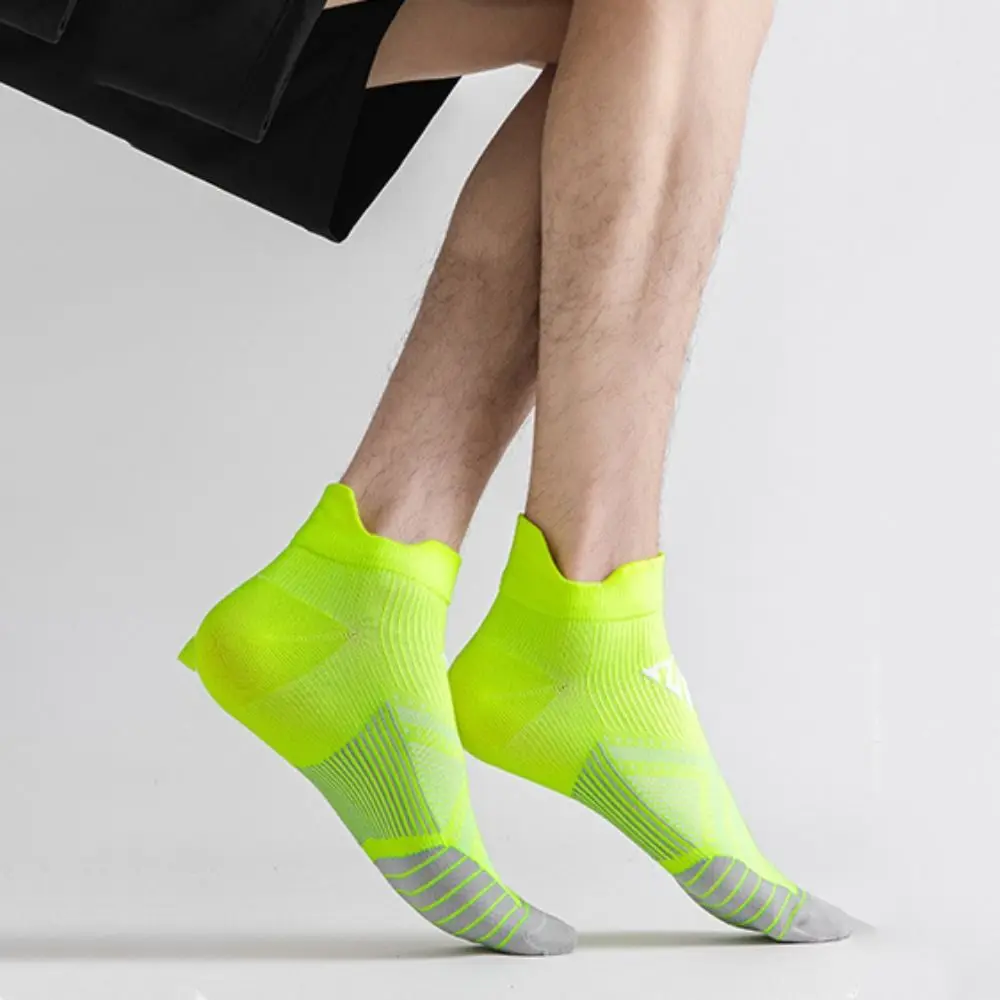 

3 пары повседневных лоскутных мужских спортивных носков, противоскользящие дышащие носки для бега, короткие носки-трубы в полоску для бега