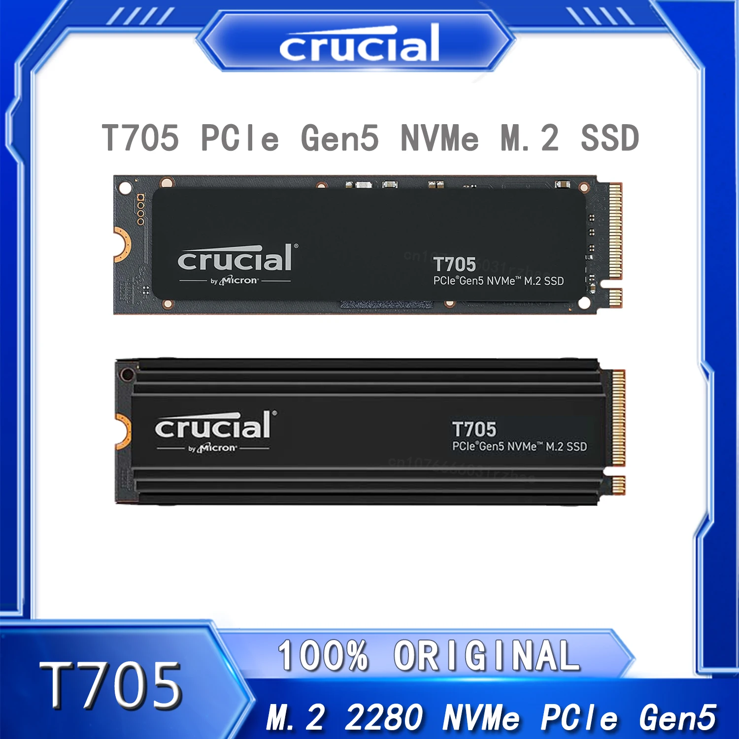 Crucial T705 PCIE5.0 Solid State Drive M.2 Interface 1T/2T/4T notebook desktop SSD with Heatsink