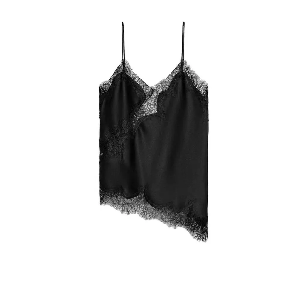

Fashion Loose Lace Camisole Backless Sleeveless Irregular Crop Tops French Style Sexy Suspender Vest Spring Summer