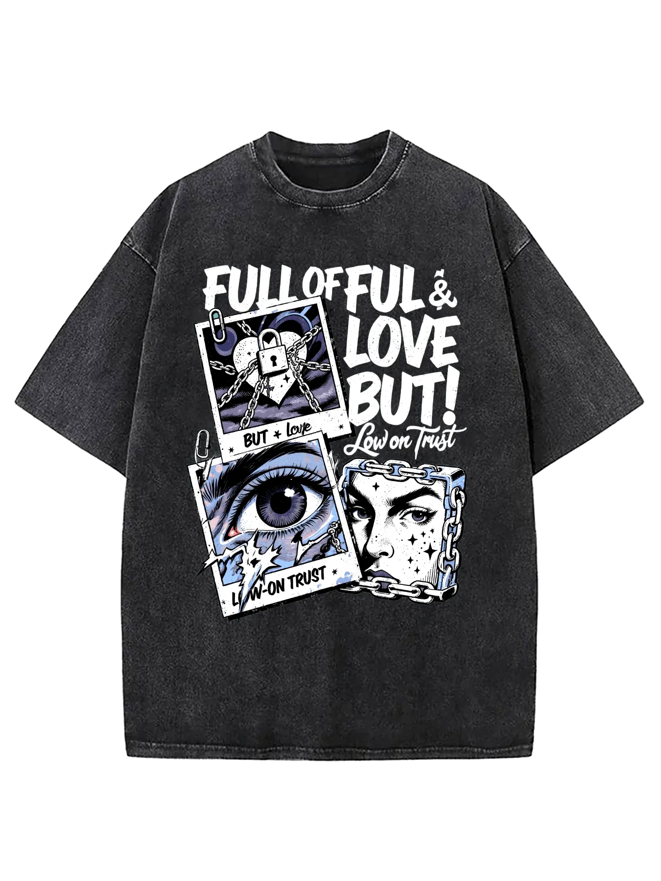 Vintage Black Short Sleeve T-Shirt - T-Shirt with Vintage Heart-Shaped Chain Pattern, Super Soft Wash Finish, Casual Crew Neck Design, Suitable for Birthdays, Valentine's Day Gifts, and Special Occasions - Unique Heart Design, Suitable for Wearing in All Seasons