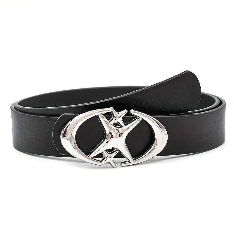 Stylish Oval Cross Metal Buckle Belt - Durable, Simple, and Universally Compatible - Unisex Gift Idea for Men and Women