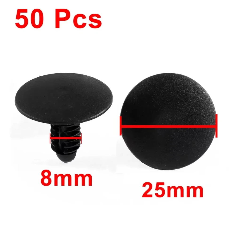 Black Plastic Splash Guard Fastener Rivet Clips 8Mm X 19Mm X 25Mm Plastic Push-Type Bumper Auto Fastener 20Pcs 30Pcs 50Pcs