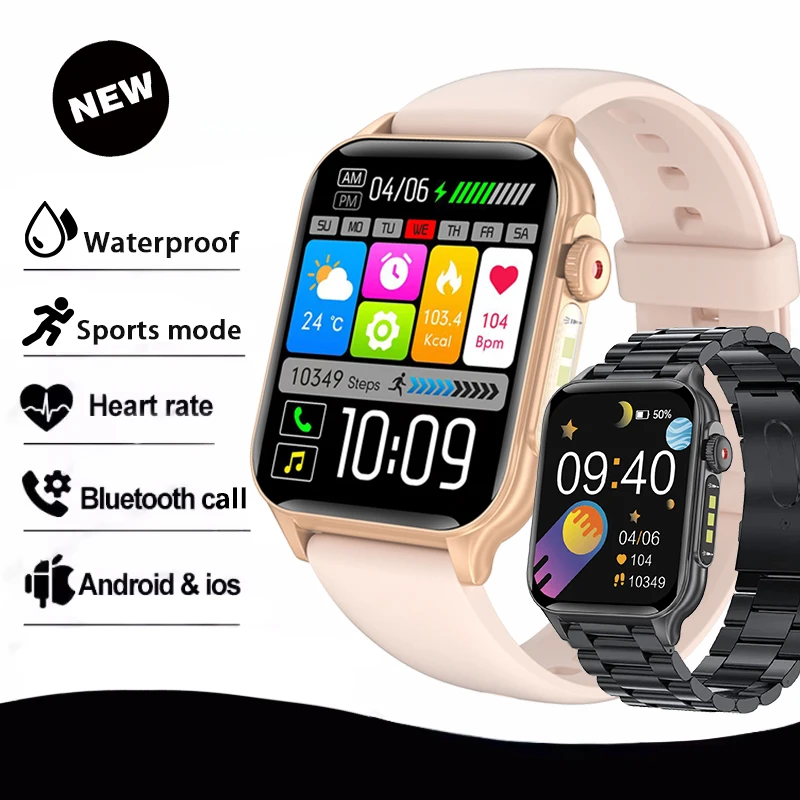 

Новые умные часы с разрешением 1,96 дюйма, фонарик с разрешением 240*286, 5,2, подключение Bluetooth, мониторинг сердечного ритма, мужские часы с вызовом