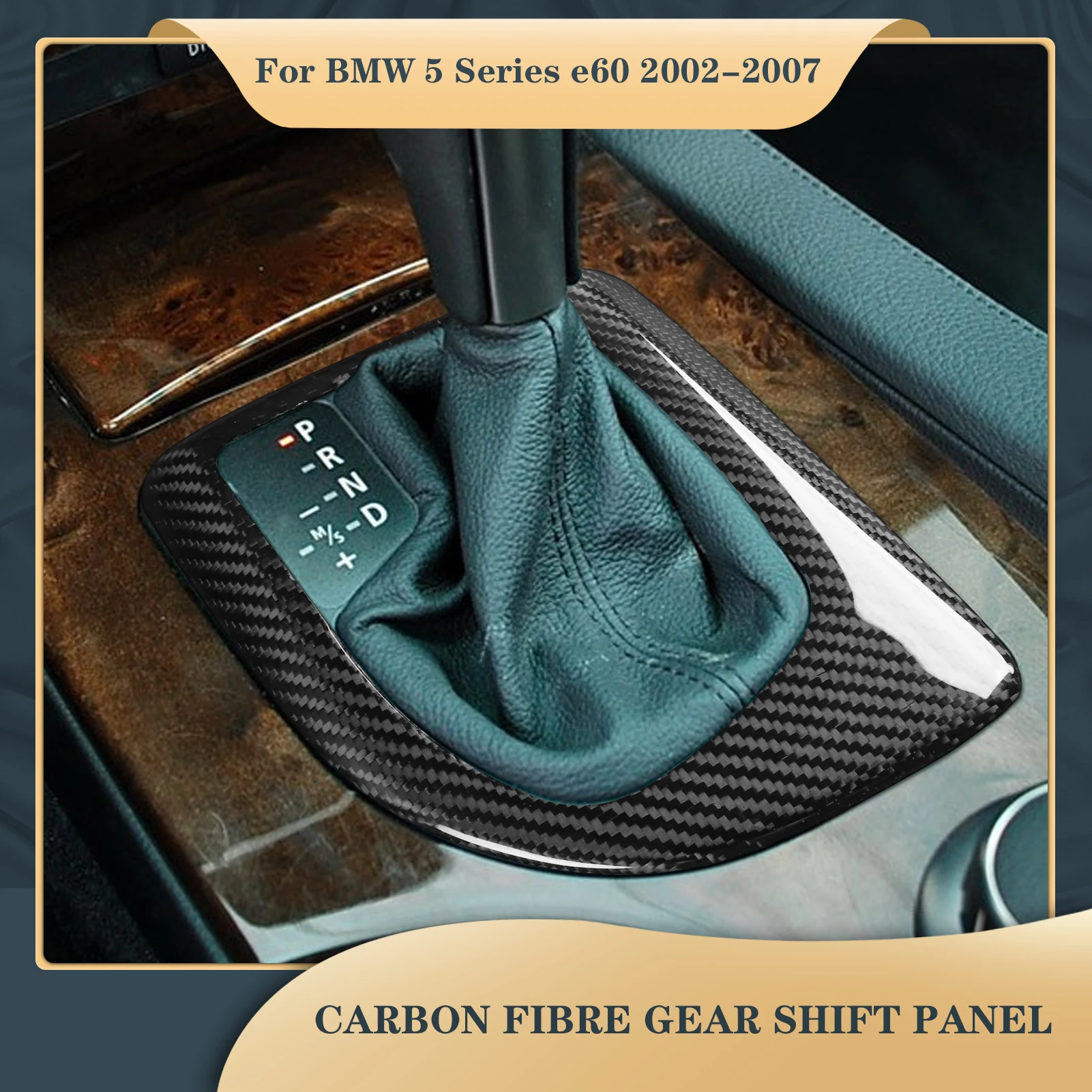 For BMW E60 5 Series 2002 2003 2004 2005 2006 2007 Carbon Fiber Gear Selector Panel Frame Car Interior Decoration Accessories