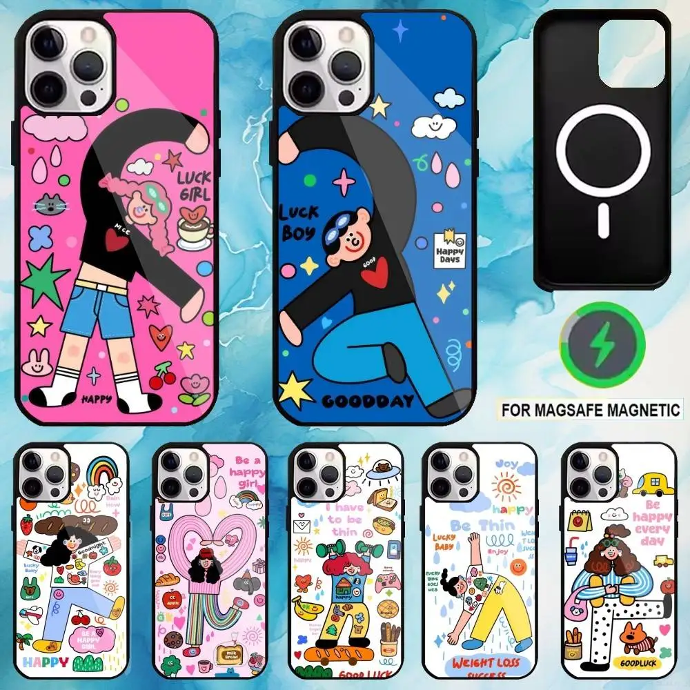 

Colorful Whimsy Girl Phone Case For iPhone17,16,15,14,13,12,11 Plus,Pro Max Magnetic For Magsafe Wireless Charging