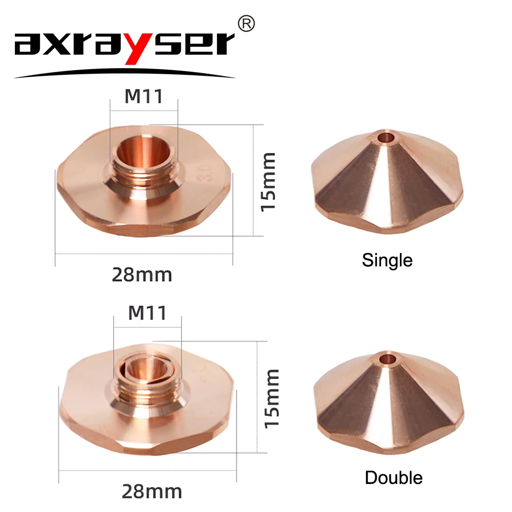 Imagem -02 - Bocal do Laser para a Fibra do Corpo Cabeça de Corte Diâmetro 28 mm Única Camada Dupla Calibre 0.8 4.0 mm