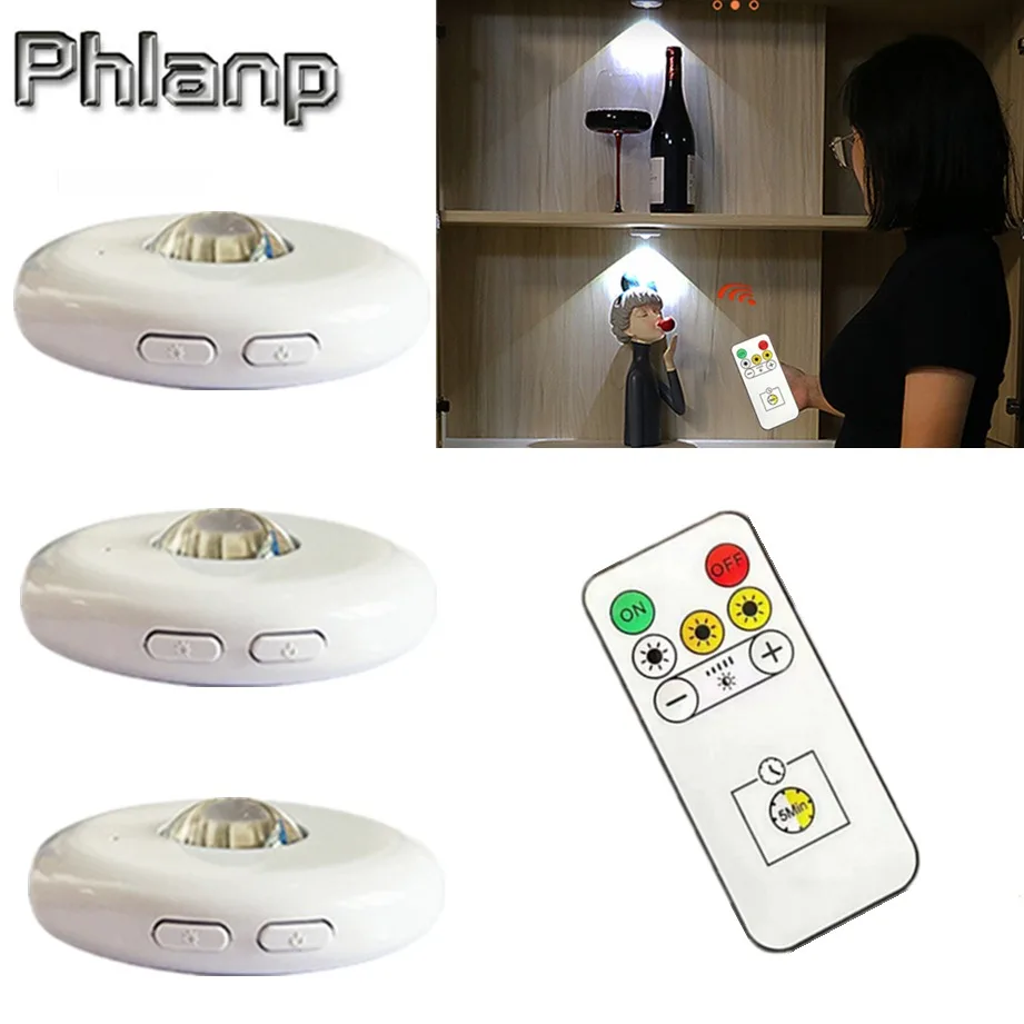 

LED Super Bright Wireless Night Light with Remote Control Dimmable LED Under Cabinet Lights for Closets Wardrobe Kitchen Bedroom