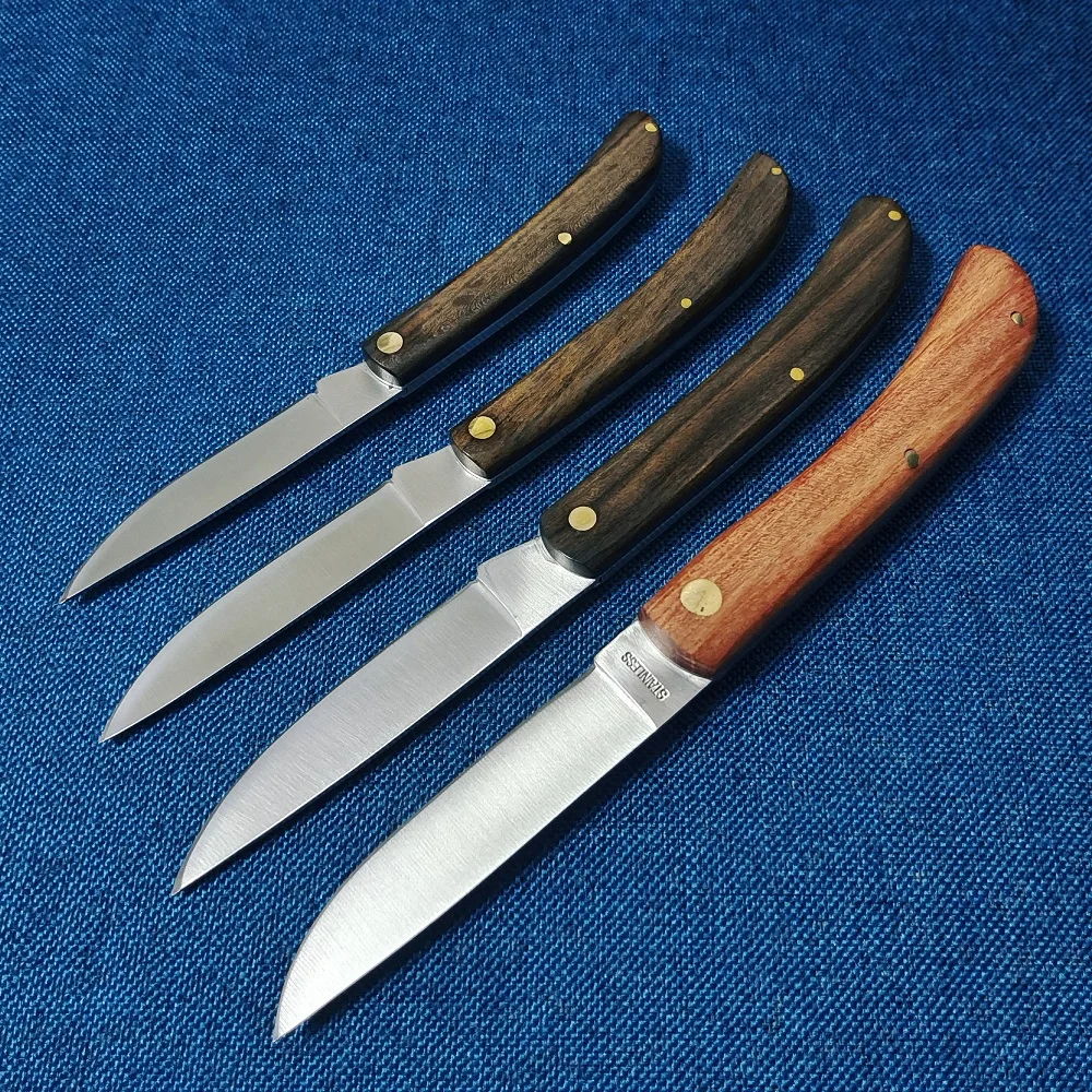 GradyFung Pocket Knife Folding Blade Stainless Steel with Wood Handle Gentleman Knives for Camping EDC Utility Meat Table Tools