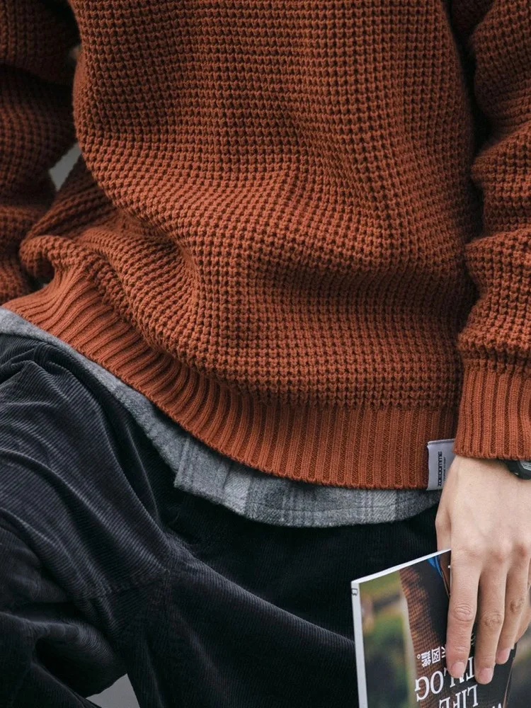 가을/겨울 패션 트렌드 솔리드 컬러 아메리칸 빈티지 따뜻한 니트 스웨터 남성 캐주얼 루즈 대형 고급 스웨터