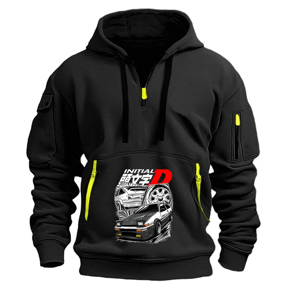 

Толстовки High Street премиум-класса на полумолнии с инициалами D JDM, автомобильная иллюстрация, логотип, индивидуальное универсальное пальто на шнурке