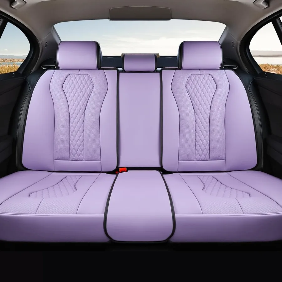 

Purple Car Seat Covers Back Car Seat Cover for Universal Fit Most Cars Trucks SUV Luxury Leather Seat Cover with 3Pieces Car Se