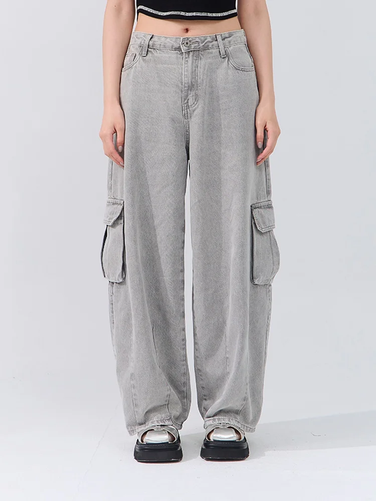 

Женские джинсовые брюки Queenshop: новинка весна-лето, с карманами, повседневные, с естественной талией, однотонные, на все сезоны