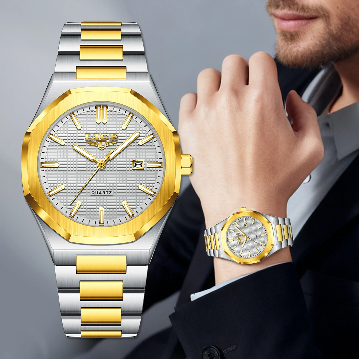 

LIGE Hot Best Seller Quartz Wristwatches for Men Simple Fashion Waterproof Men's Watches Original Steel Strap Man Watch Luminous