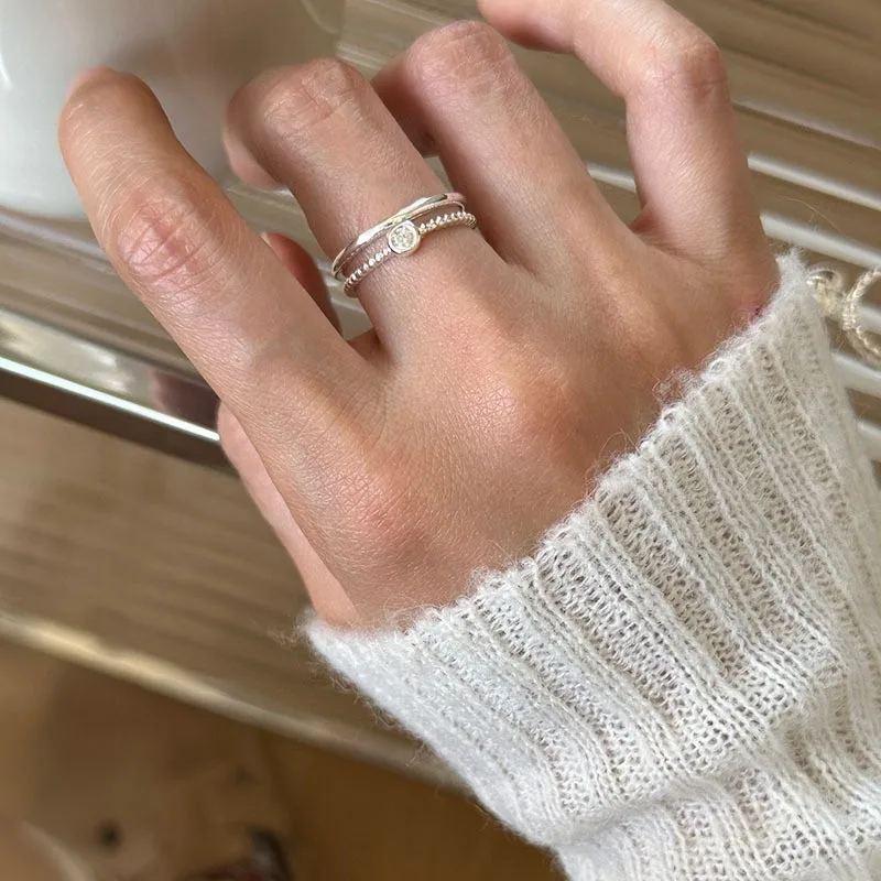 PANJBJ 925 Sterling Silber Perle Unregelmäßigen Ring für Frauen Shell Überlappende Hohl Süße Design Schmuck Geschenk Dropshipping – Detail 33