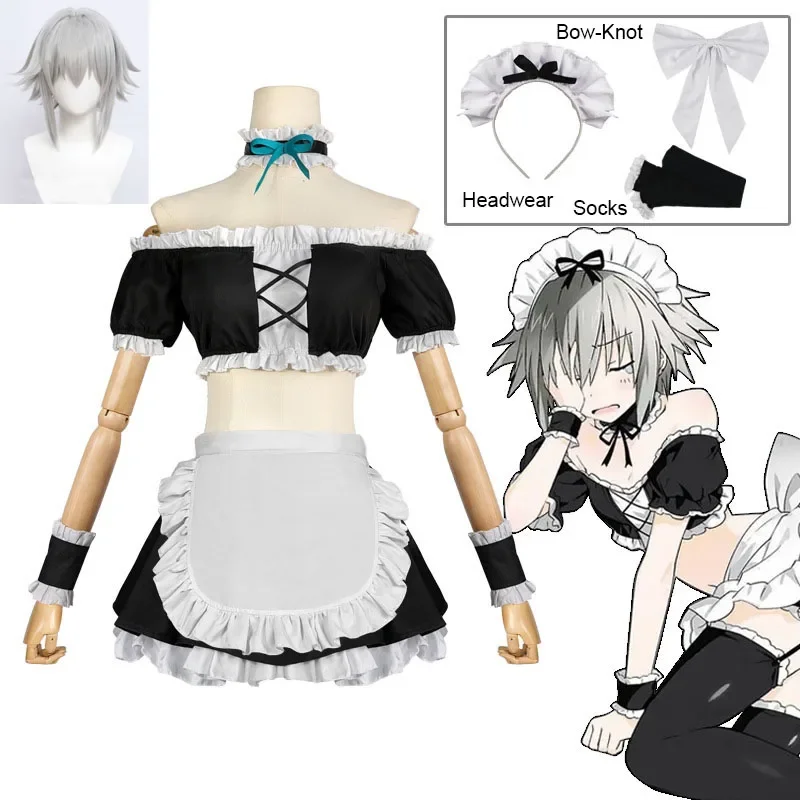 FC6Date A Live Ⅳ Honjou Nia Cosplay Costume Honjo Soji Maid Outfit and Headwear Socks           Accessories Sister Cute Mai@FC8！