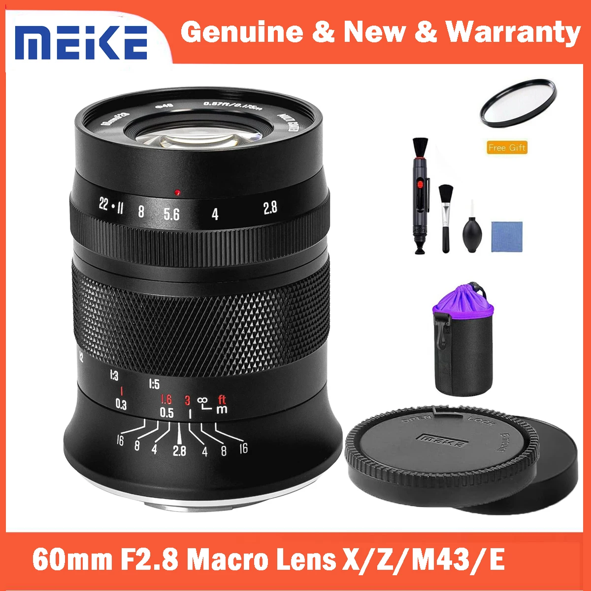 Meike 60mm F2.8 Magnification Macro MF APS-C Lens for Nikon Z Fujifilm X Panasonic Olympus M43 Sony E Mount Cameras