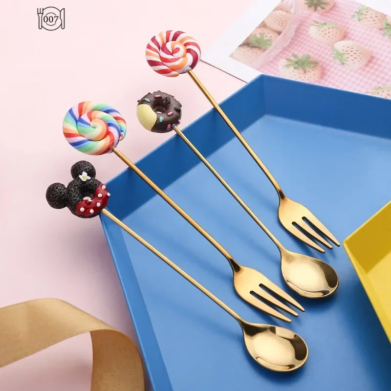 Stainless Steel Creative Candy Donut Dessert Fork Coffee Spoon Stirring Spoon Cartoon Creative Fork