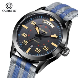 OCHSTIN nuovi orologi meccanici automatici di marca superiore per uomo cinturino in Nylon militare orologio pilota uomo Auto data giorno Relogio Masculino