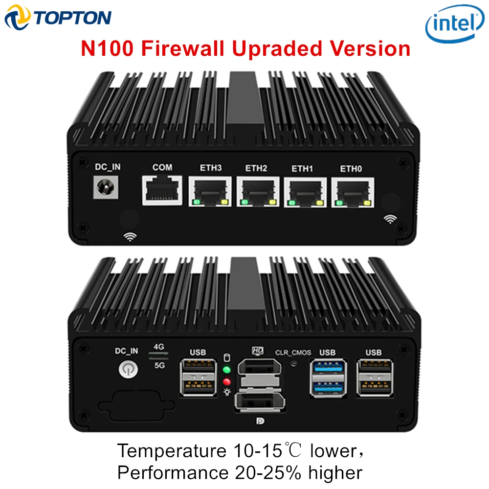 New Intel N100 Firewall Router PC Upgraded Version Fanless Mini PC 4x i226-V 2.5G Solid Computer Proxmox ESXi pfSense OPNsense