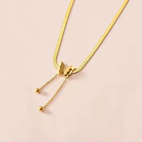 Vintage Butterfly Necklace Women Golden Stainless Steel Blade Snake Chains Aesthetic Charms Choker Women jewelry Gift To Mujer - Image 2