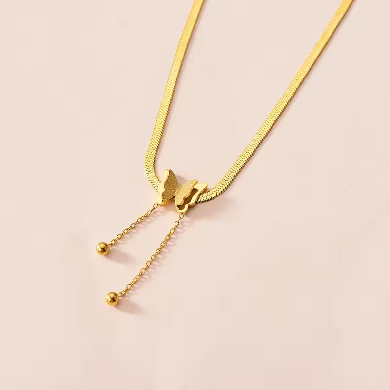 Vintage Butterfly Necklace Women Golden Stainless Steel Blade Snake Chains Aesthetic Charms Choker Women jewelry Gift To Mujer - Image 2