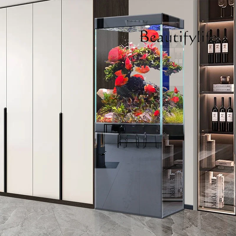 Acquario domestico senza acqua, filtro inferiore per acquario in oro verticale integrato in vetro ultra bianco di fascia alta da