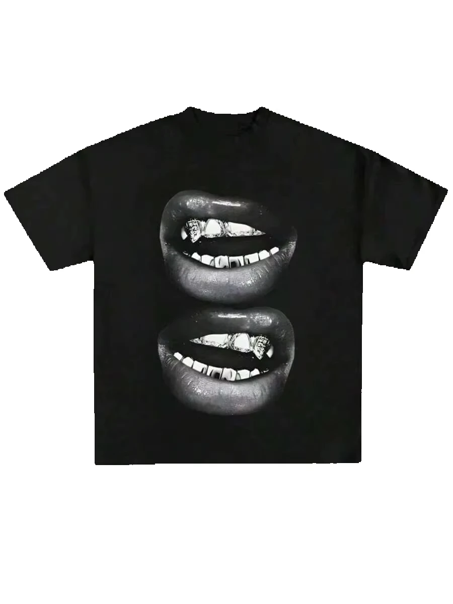 2026Grill Lips Funny Graphic Tee Shirt, Casual Soft, Pure Cotton 220gsm Pattern Printed T-Shirt