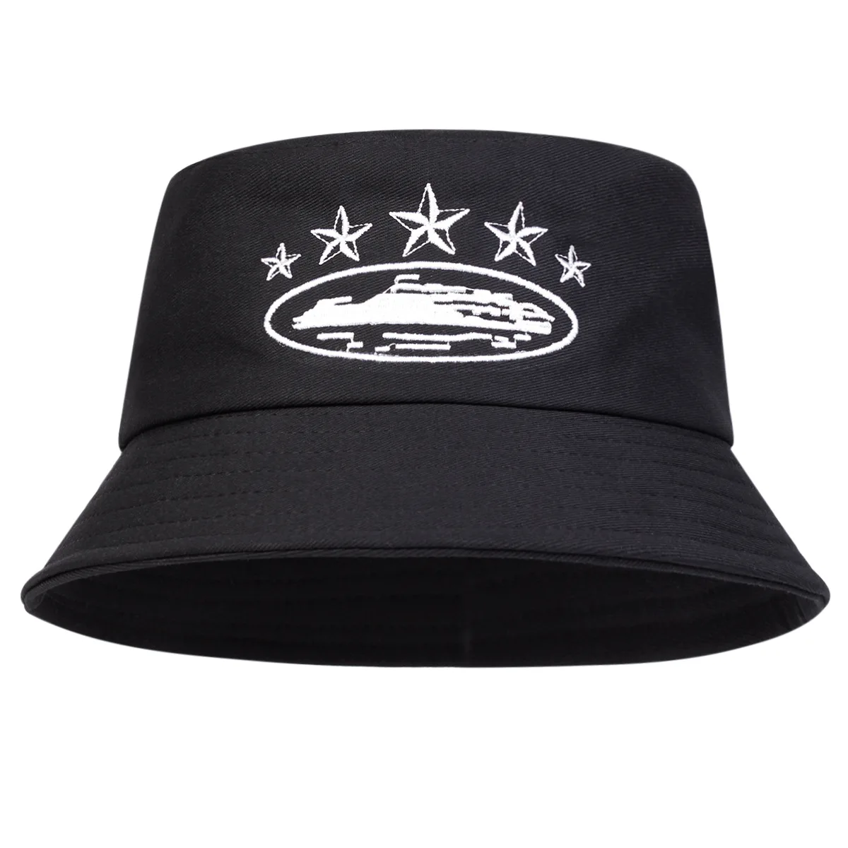 Men's and women's five pointed star embroidered fisherman hat, spring and summer outdoor adjustable casual sun hat