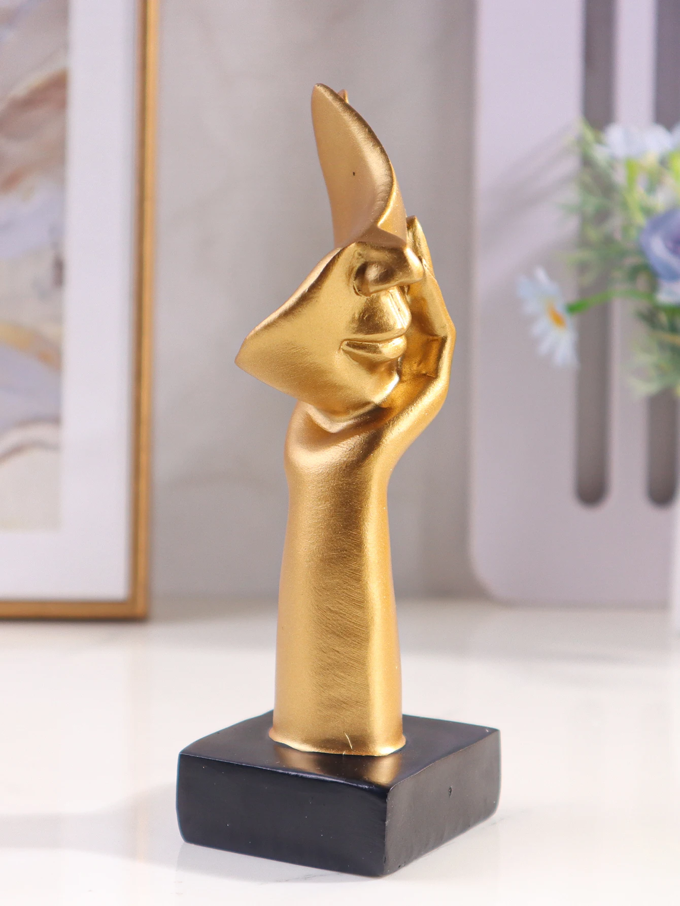 Golden Miniature Mask Sculpture - Home Resin Decorative Figurine, Study, Bedroom, and Living Room Desktop Decorations