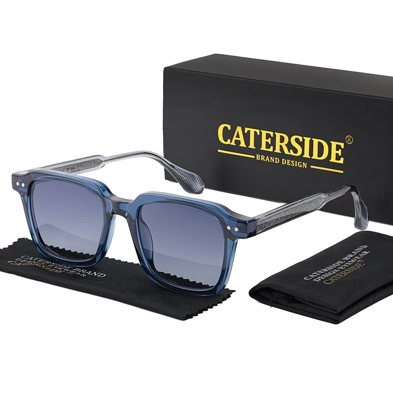 CATERSIDE Vintage Sunglasses Men's Square Frame Brand Design Core Insert Temple Sun Glasses Women's Travel Party Holiday Gift
