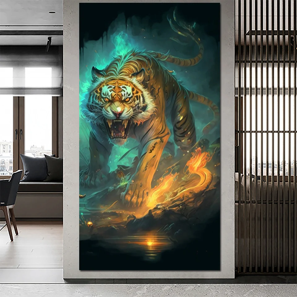 Fierce Tiger Diamond Mosaic New 2025 Diamond Art Fantasy Jungle Animals Landscape 5D DIY Cross Stitch Kits Handicraft Gift Decor