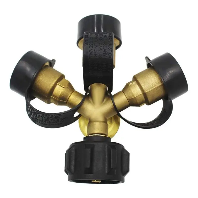 AEE3-1 PCS 3 Y Propane Gas Splitter Propane LP Tank Tee Gauge Adapter With Gauge And Shut-Off Valve