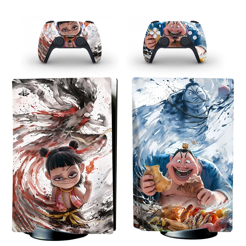 New Nezha Anime Design PS5 Disc Skin Sticker Decal Cover for PS5 Disc Edition Console Controller PS5 Disk Skin Sticker Vinyl