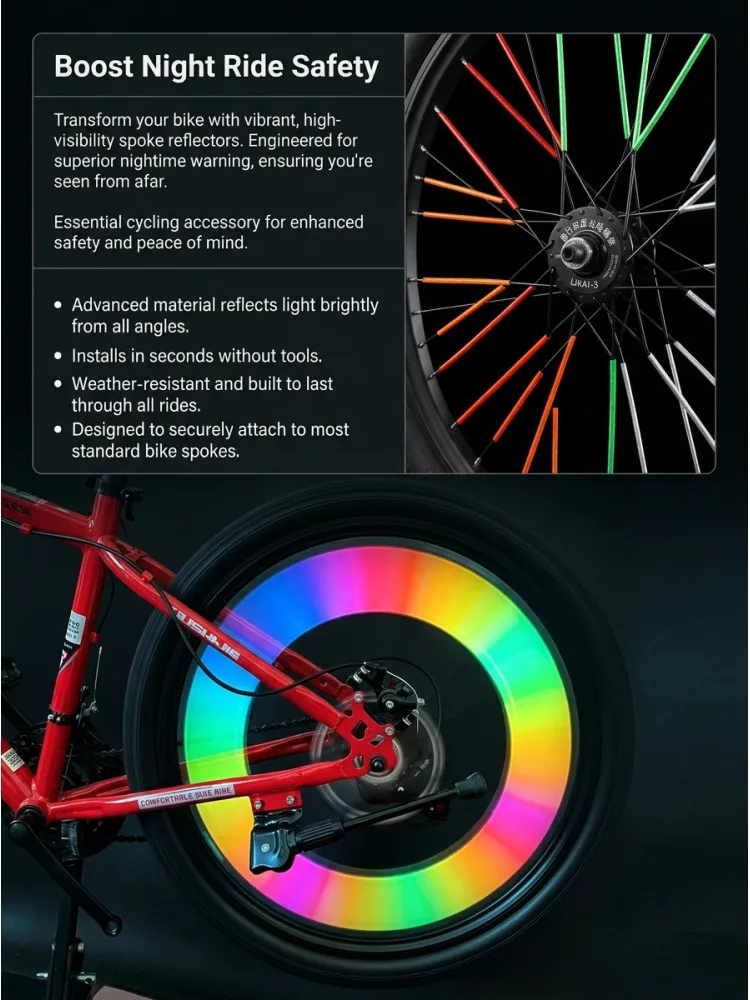 AliExpress NONE 12pcs/Bag Bicycle Wheel Radius Reflective Sticker Tube Strip DIY Warning Light 7.5cm MTB Cycling Reflector Reflective Safety Kit