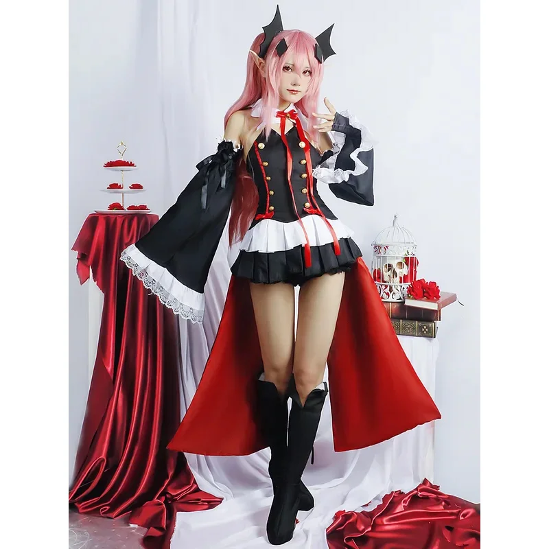 The Ending Flame Angel Cos Dress Halloween Vampire Anime Set Krulu Cosplay Clothes Girl