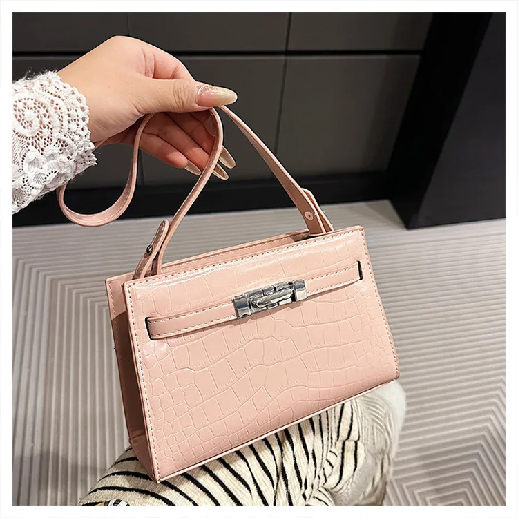 

Новинка 2023 года, сумка Kelly Bag — ручной кошелек с тиснением под крокодила, стильная женская сумка через плечо, винтажная сумка через плечо