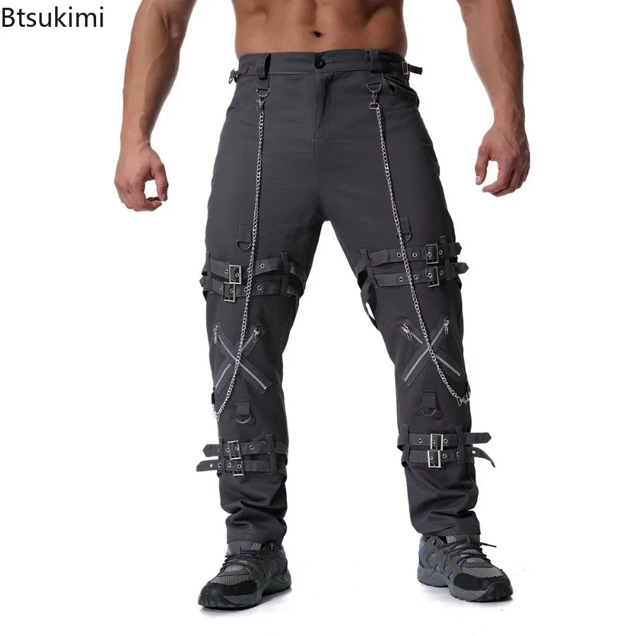 2025 Personality Men's Clothing Fashion Hip Hop Joggers Pants Punk Rock Cargo Pants Trend Streetwear Men Vintage Casual Trousers