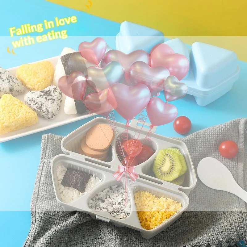 1Set 6 In 1 Trilater Form For Rice Ball Sushi Mould Sushi Bento Box Kitchen Party Supply Mold For Kids Sushi Making Kit