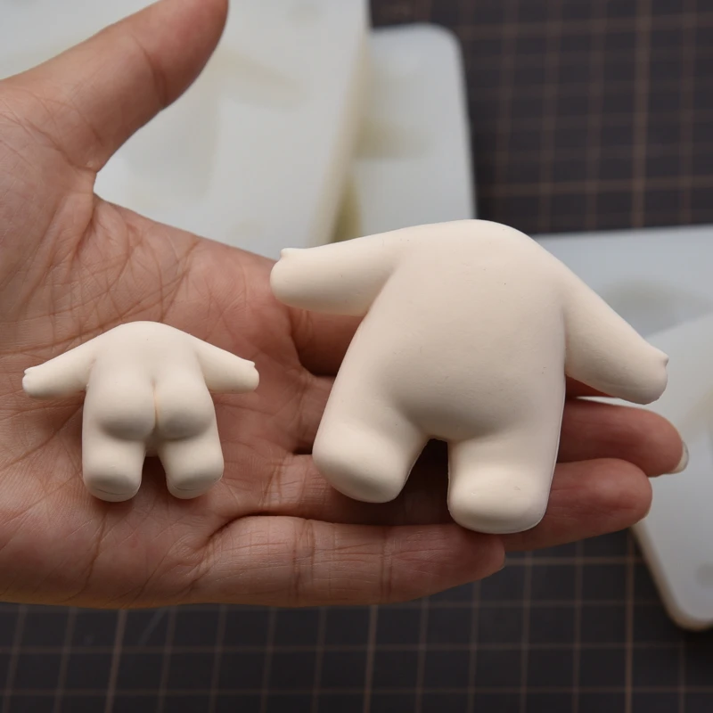 Cotton Doll Body Silicone Mold Ultra-light Clay Diy Cartoon Doll Q Version Cotton Body Mold Fondant Character Polymer Clay Tool