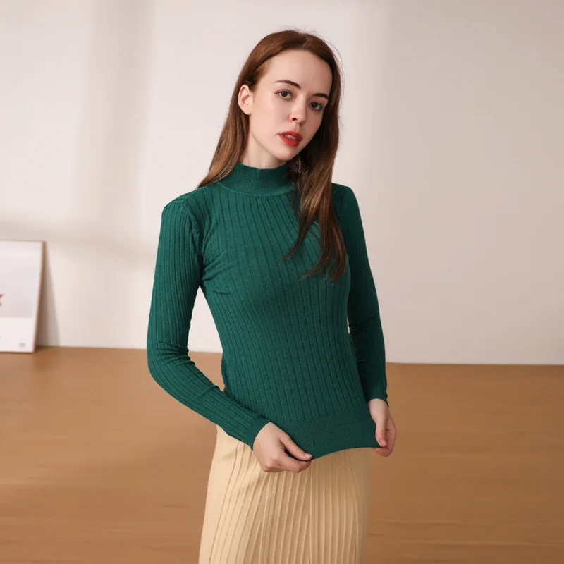 

Корейский Sle Long Sve вязаный irt весна осень тонкий женский свитер базовый слой irt Gefy брендовый чистый цвет