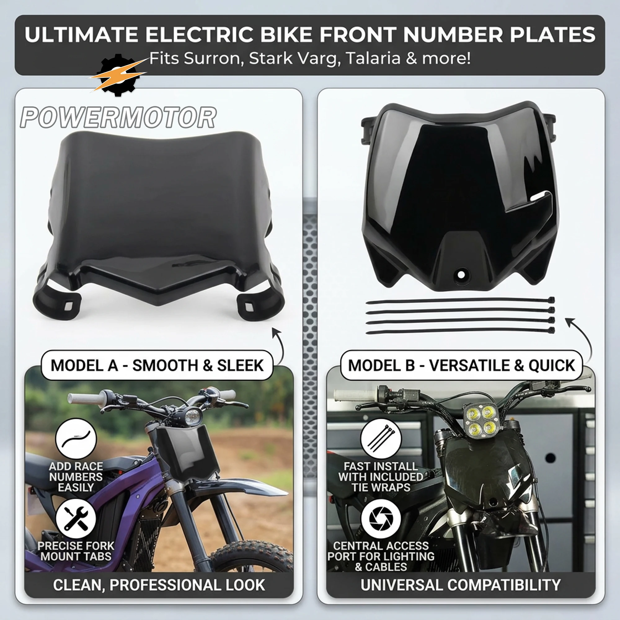 

For Surron S X Front Number Plate Electric Bike Modified For Stark Varg Talaria Sting Q20 DirtBike E-Bike Front License Plate