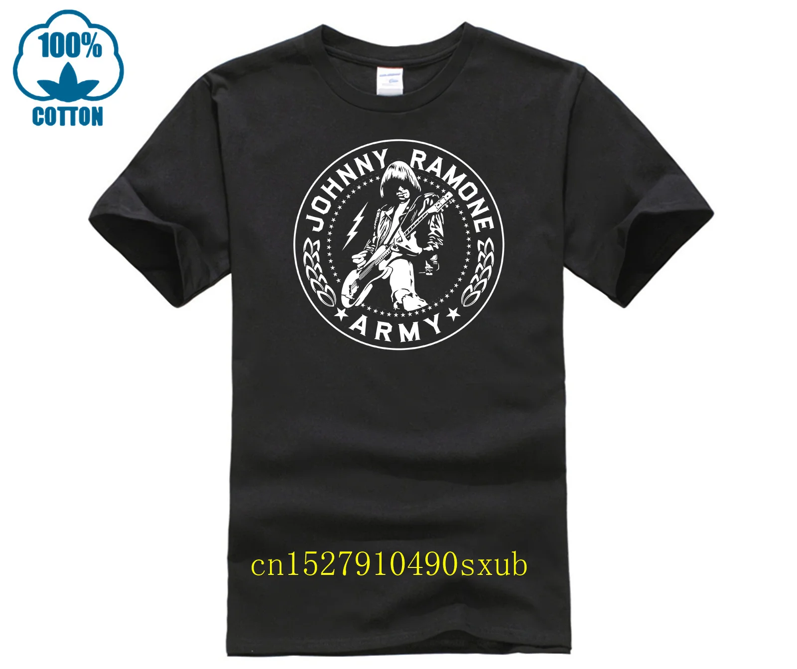 Man's t shirt Johnny Ramone   Johnny Army Seal Mens Black T Shirt (Large)